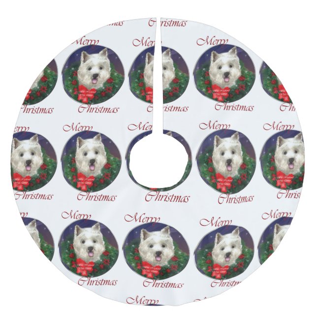 West Highland White Terrier Christmas Polyester Weihnachtsbaumdecke (Vorderseite)