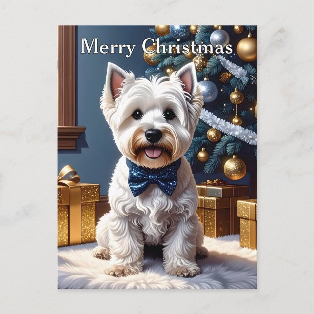 West Highland White Terrier Christmas Postkarte (Vorderseite)