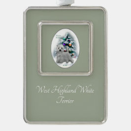 West Highland White Terrier Christmas Rahmen-Ornament Silber