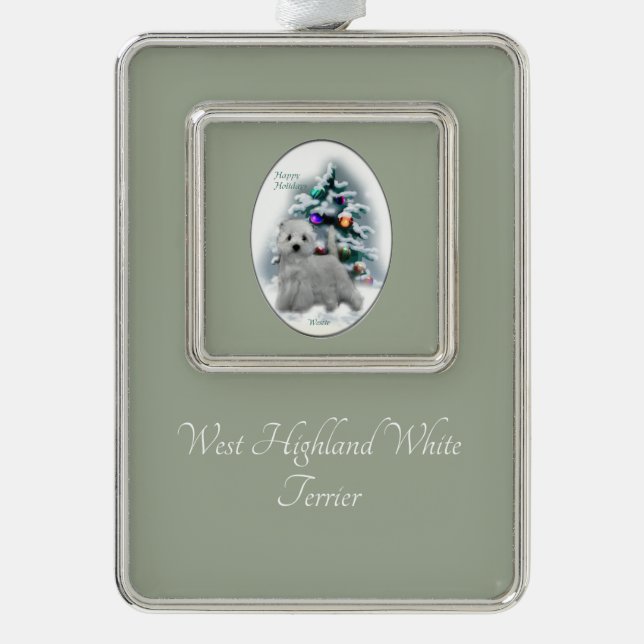 West Highland White Terrier Christmas Rahmen-Ornament Silber (Vorderseite)