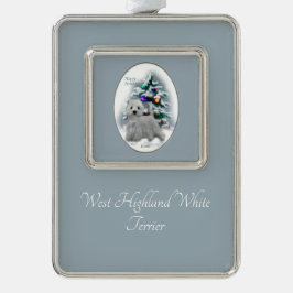 West Highland White Terrier Christmas Rahmen-Ornament Silber