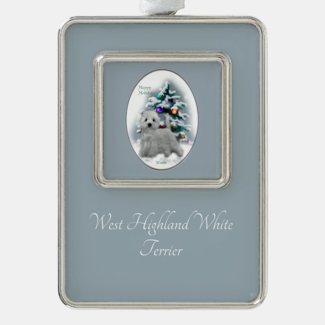 West Highland White Terrier Christmas Rahmen-Ornament Silber (Vorderseite)