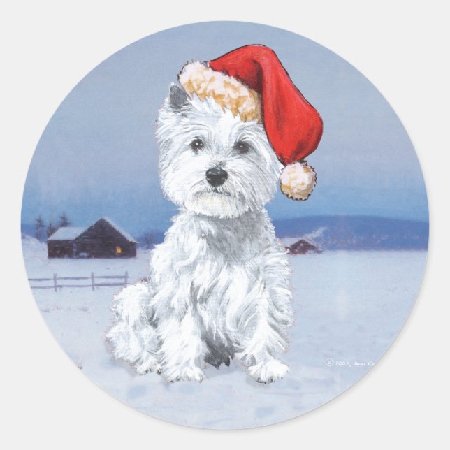 West Highland White Terrier Christmas Runder Aufkleber (Vorderseite)