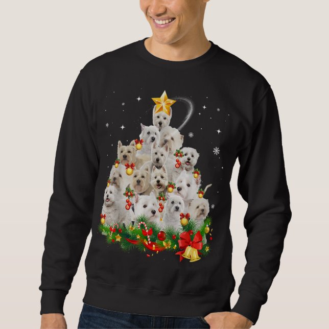 West Highland White Terrier Christmas Tree Lights Sweatshirt (Vorderseite)