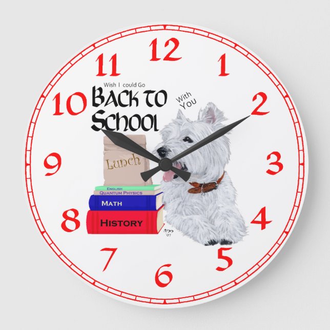 West Highland White Terrier Clock Große Wanduhr (Vorderseite)