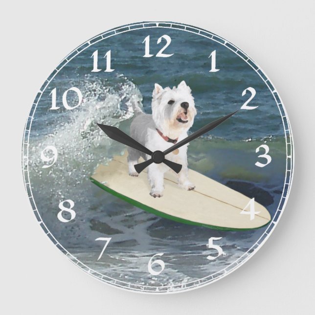 West Highland White Terrier Clock Große Wanduhr (Vorderseite)