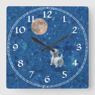 West Highland White Terrier Clock Quadratische Wanduhr