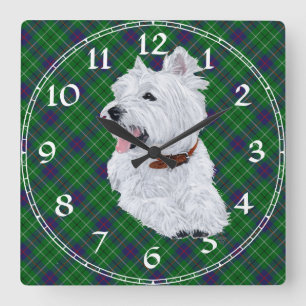 West Highland White Terrier Clock Quadratische Wanduhr