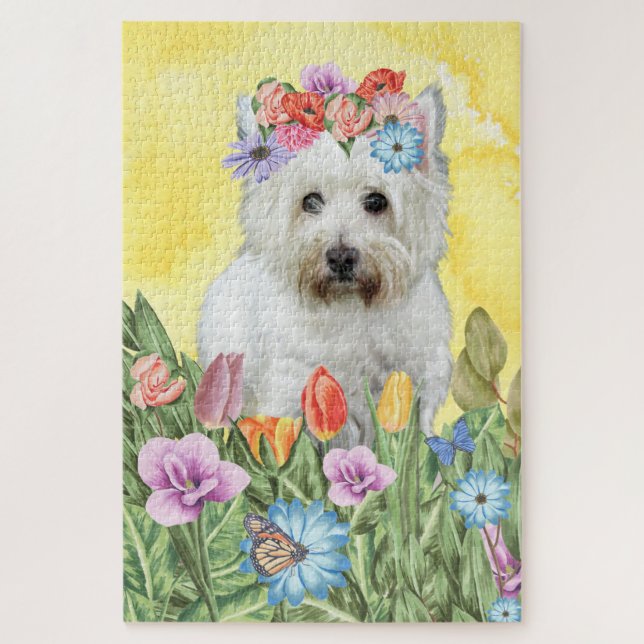 West Highland White Terrier Dog Blume Puzzle (Vertikal)