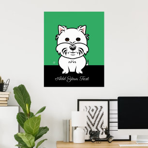West Highland White Terrier Dog Cartoon Poster