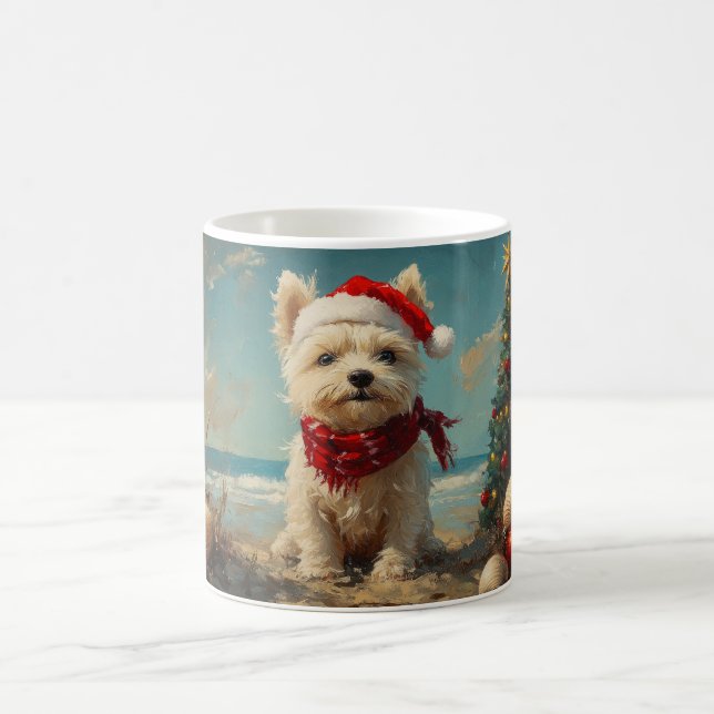 West Highland White Terrier Dog Christmas Beach Kaffeetasse (Mittel)