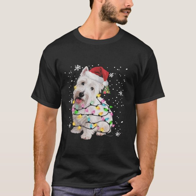 West Highland White Terrier Dog Christmas Light Xm T-Shirt (Vorderseite)