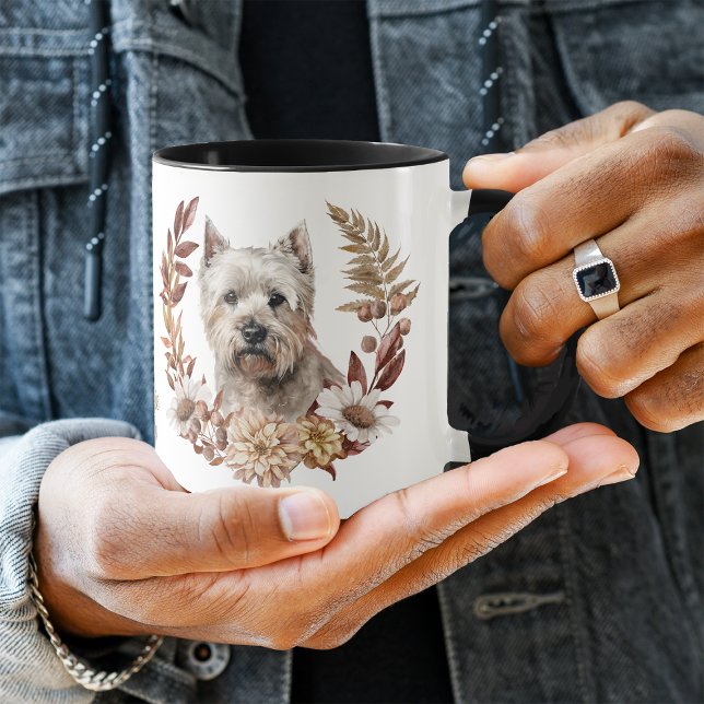 West Highland White Terrier Dog Herbstkranz Tasse (Von Creator hochgeladen)