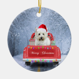 West Highland White Terrier Dog in Snow LKW  Keramik Ornament