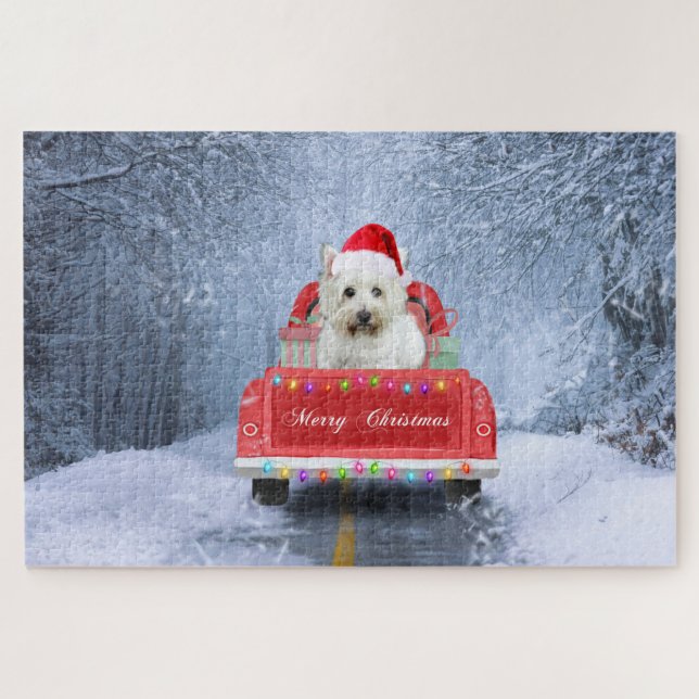 West Highland White Terrier Dog in Snow LKW Puzzle (Horizontal)