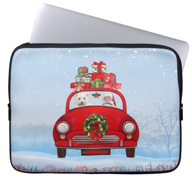 West Highland White Terrier Dog mit dem Weihnachts Laptopschutzhülle (Vorderseite)