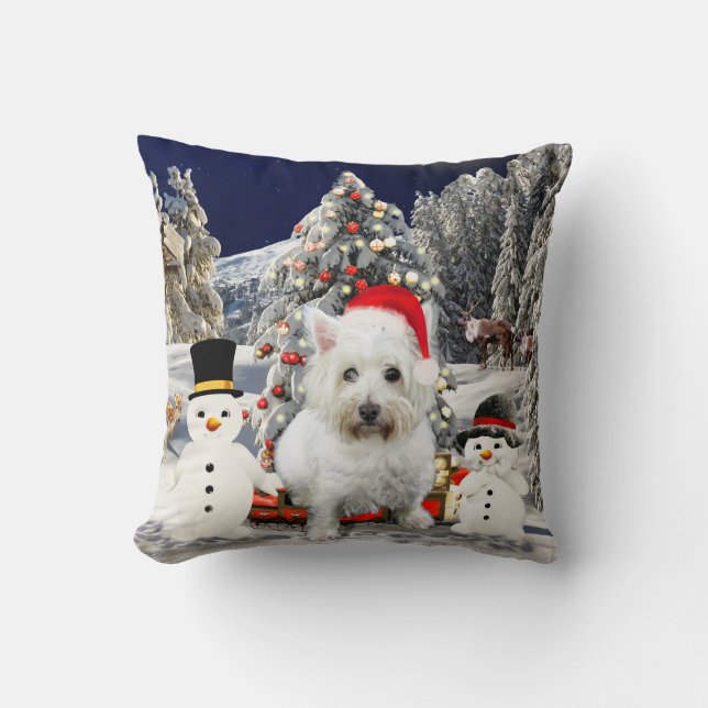 West Highland White Terrier Dog Schneehut Hat Kissen (Vorderseite)