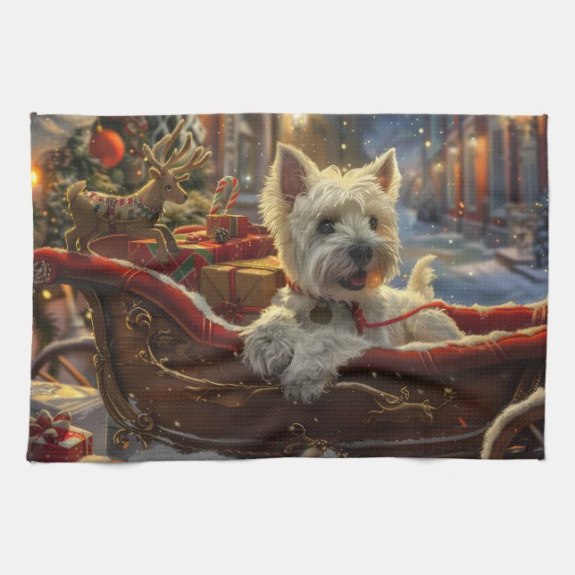 West Highland White Terrier Dog Weihnachtsfest Geschirrtuch (Horizontal)