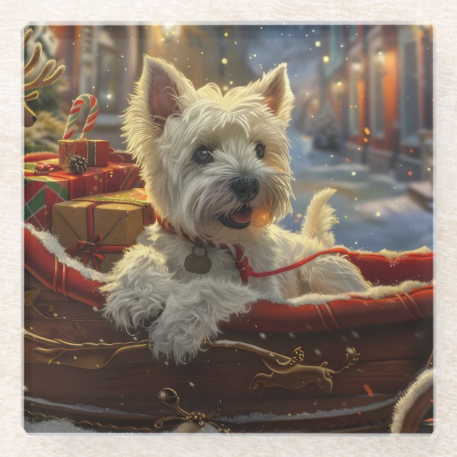 West Highland White Terrier Dog Weihnachtsfest Glasuntersetzer (Vorderseite)