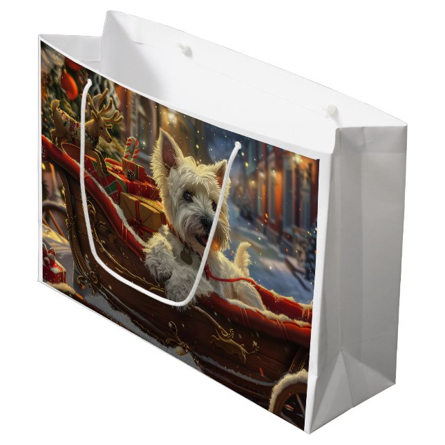 West Highland White Terrier Dog Weihnachtsfest Große Geschenktüte (Vorderseite Schrägansicht)