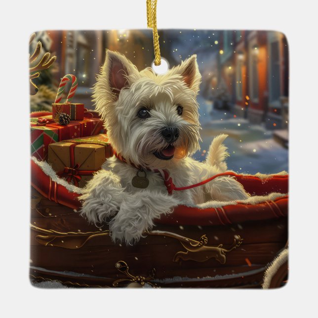 West Highland White Terrier Dog Weihnachtsfest Keramikornament (Vorderseite)