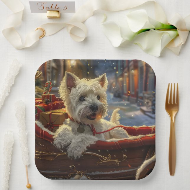 West Highland White Terrier Dog Weihnachtsfest Pappteller (Hochzeit)