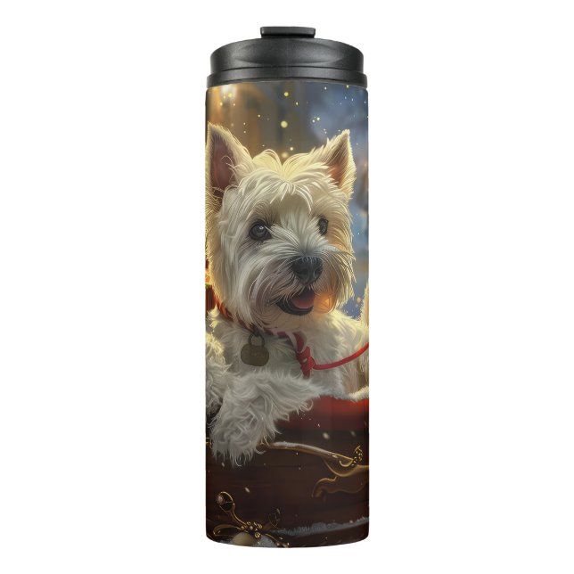 West Highland White Terrier Dog Weihnachtsfest Thermosbecher (Vorderseite)