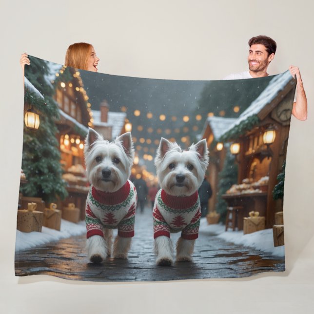 West Highland White Terrier Dogs Christmas Snow  Fleecedecke (Beispiel)