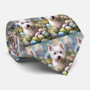 West Highland White Terrier Easter Eggs Holiday Krawatte