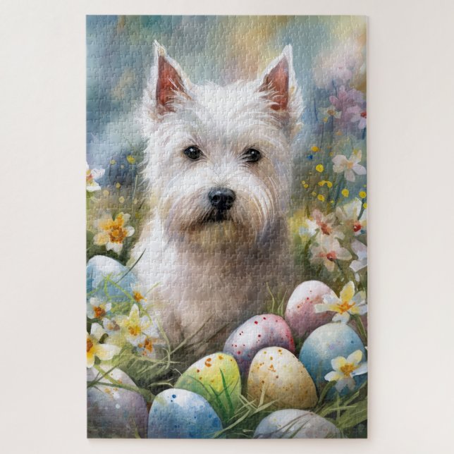 West Highland White Terrier Easter Eggs Holiday Puzzle (Vertikal)