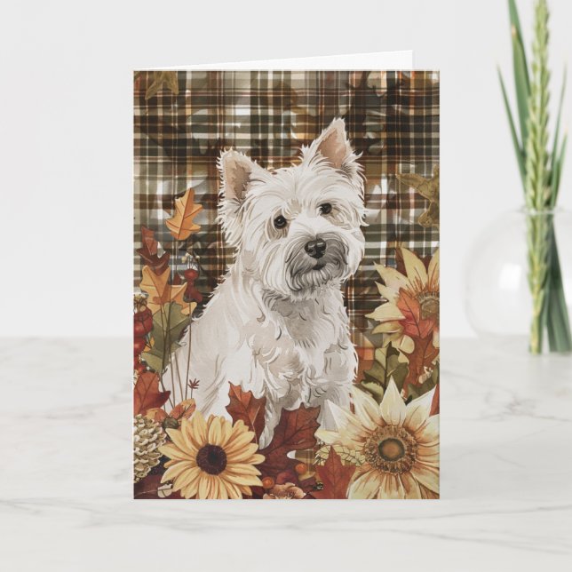 West Highland White Terrier Fall Erntedank Karte (Vorderseite)