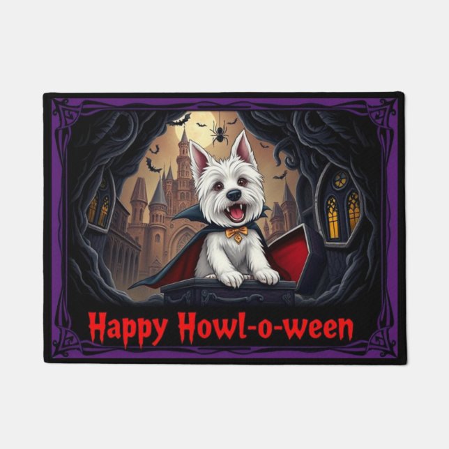 West Highland White Terrier Frohes Heul-o-ween Fußmatte (Vorderseite)