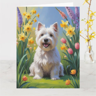 West Highland White Terrier Frühlingsblumen  Karte