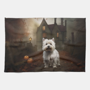 West Highland White Terrier Halloween Beängstigend Geschirrtuch