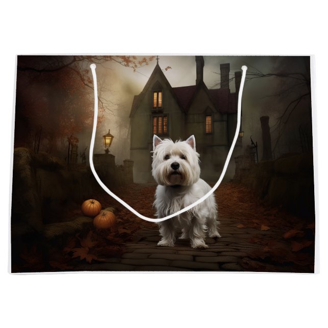 West Highland White Terrier Halloween Beängstigend Große Geschenktüte (Vorderseite)
