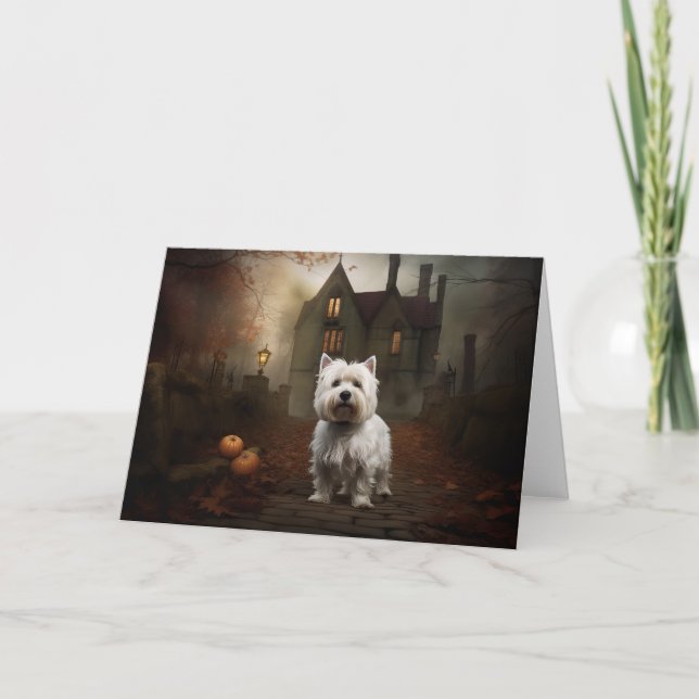 West Highland White Terrier Halloween Beängstigend Karte (Vorderseite)