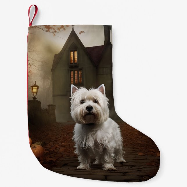 West Highland White Terrier Halloween Beängstigend Kleiner Weihnachtsstrumpf (Vorderseite)