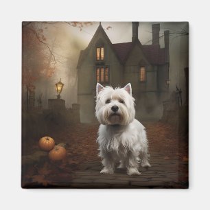 West Highland White Terrier Halloween Beängstigend Magnet