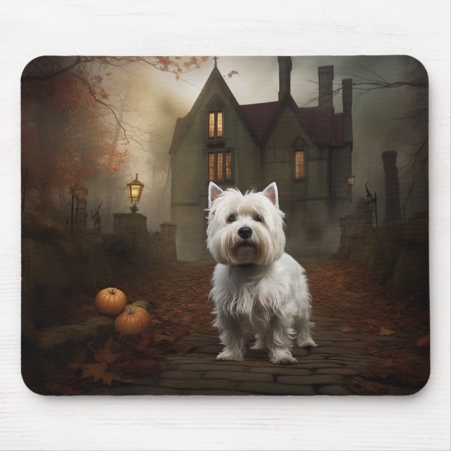 West Highland White Terrier Halloween Beängstigend Mousepad (Vorne)