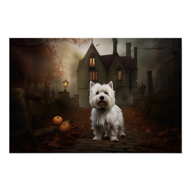 West Highland White Terrier Halloween Beängstigend Poster (Vorderseite)