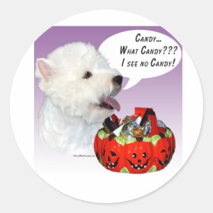 West Highland White Terrier Halloween Candy Runder Aufkleber