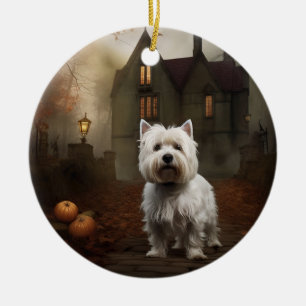 West Highland White Terrier Halloween Gruselig Keramik Ornament