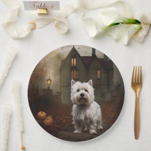 West Highland White Terrier Halloween Gruselig Pappteller