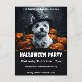 West Highland White Terrier Halloween-Party Einladungspostkarte