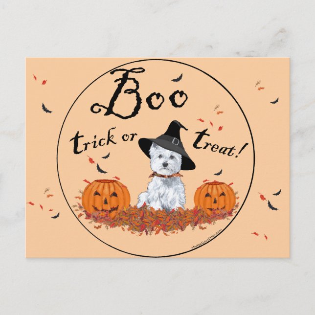 West Highland White Terrier Halloween Postkarte (Vorderseite)