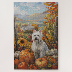 West Highland White Terrier Herbst Erntedank Puzzle