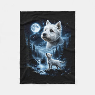 West Highland White Terrier heult am Mond Fleecedecke