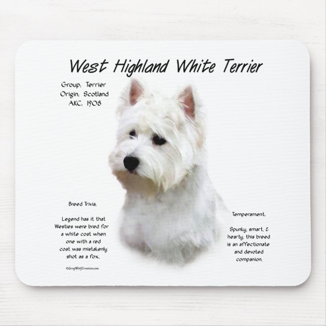 West Highland White Terrier History Design Mousepad (Vorne)