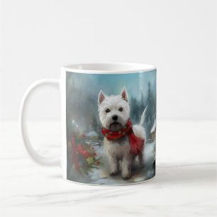 West Highland White Terrier Hund im Schnee Weihnac Kaffeetasse