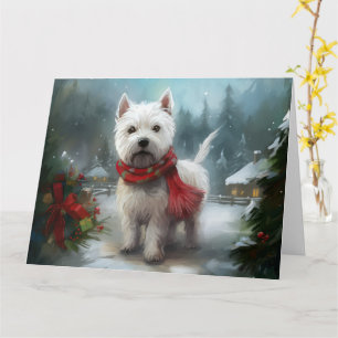 West Highland White Terrier Hund im Schnee Weihnac Karte